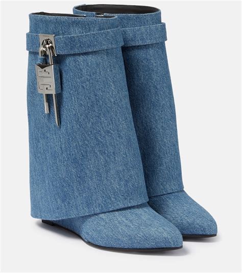 blue givenchy rain boots|givenchy denim shark boots.